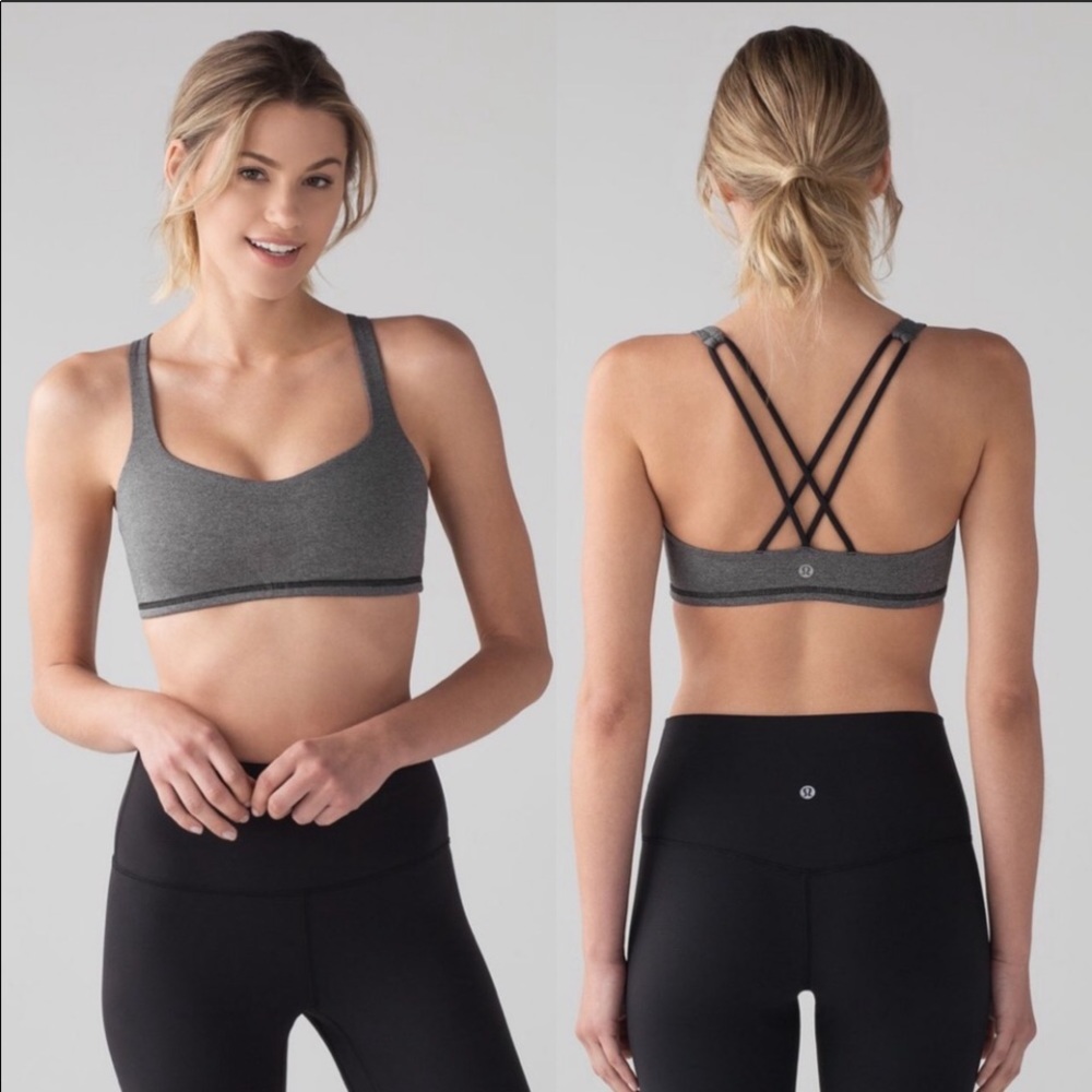 Lululemon 6 Free to Be Bra Heather Black pads incl